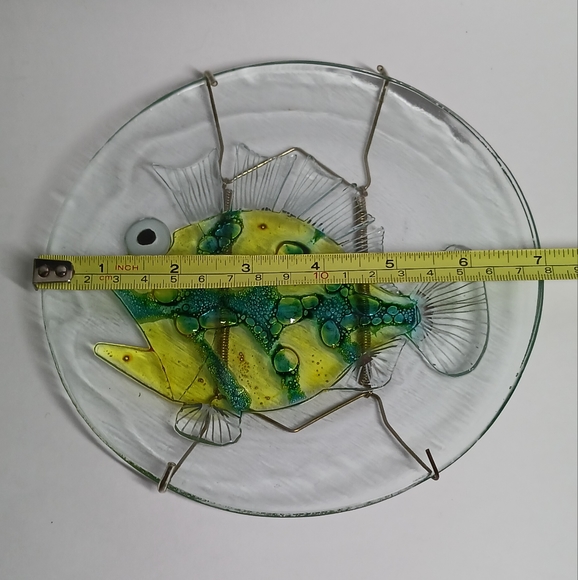 Set of 3 Fused Art Glass Fish 🐟 on Clear Plates Wall Decor - Picture 11 of 15